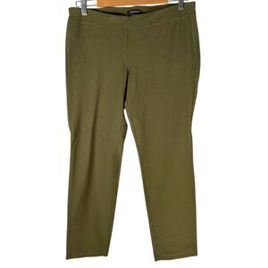 Eileen Fisher Olive Green Washable Stretch Crepe Slim Mid Rise Ankle Pant Medium